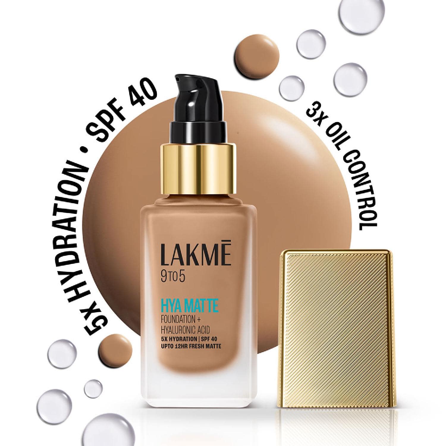 Lakme | Lakme 9to5 Hya Matte Foundation + Hyaluronic Acid - Warm Caramel (25 ml)