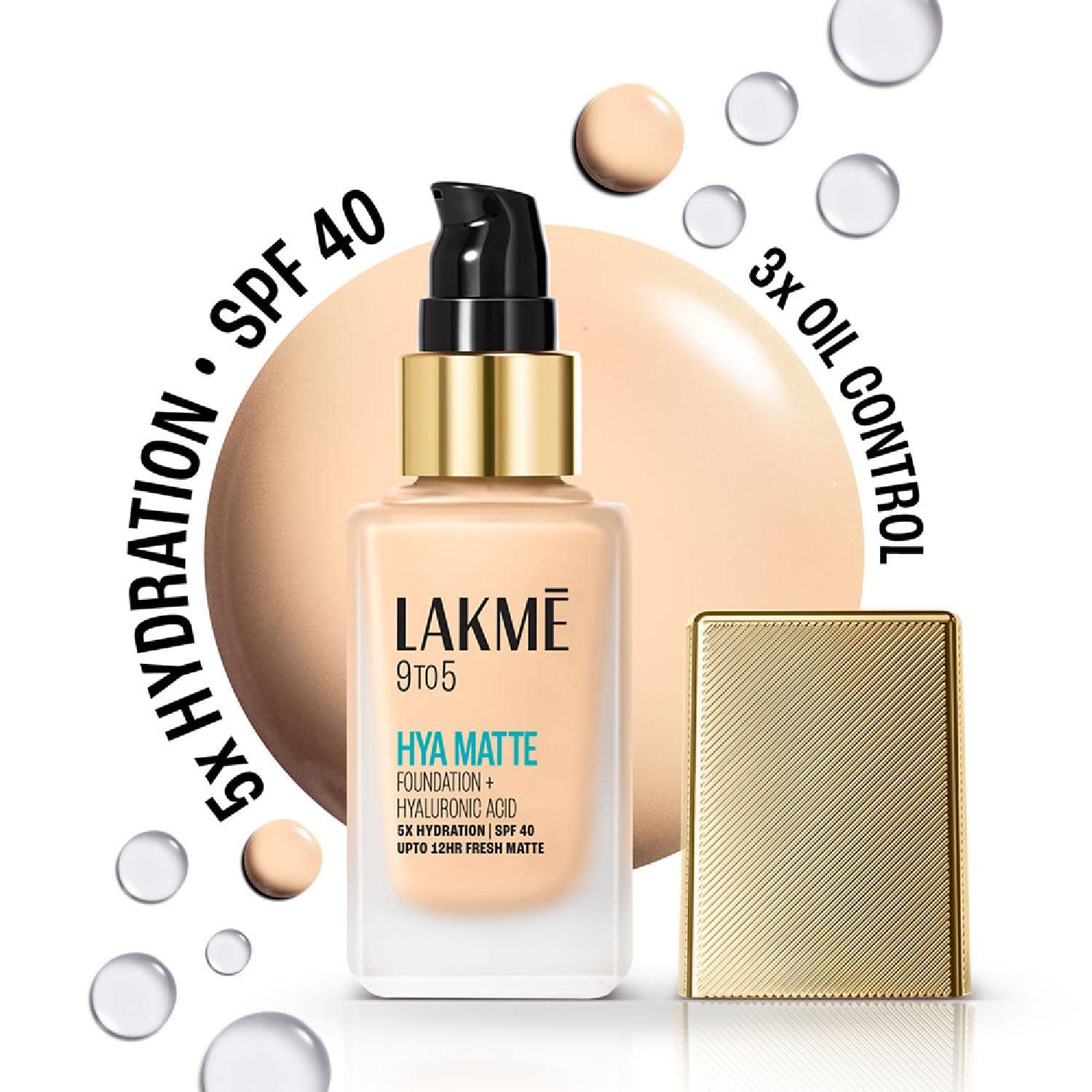 Lakme | Lakme 9to5 Hya Matte Foundation + Hyaluronic Acid - Warm Light (25 ml)