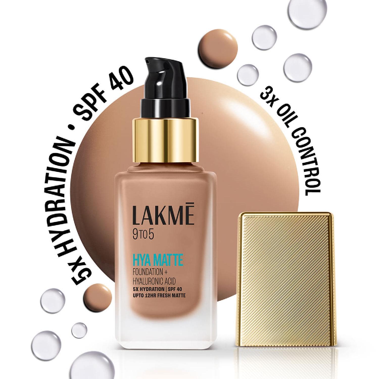 Lakme | Lakme 9to5 Hya Matte Foundation + Hyaluronic Acid - Cool Mocha (25 ml)