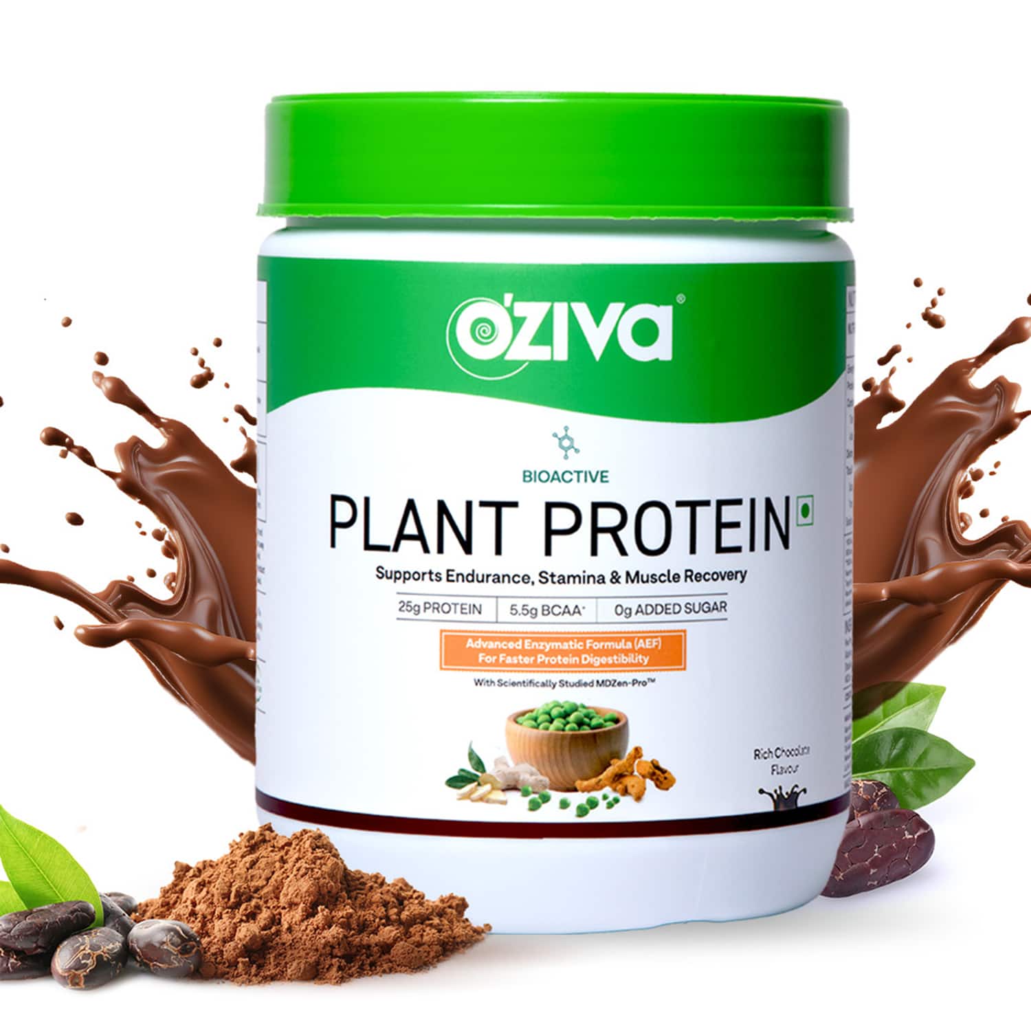 Oziva | Oziva Bioactive Plant Protein for Endurance and Muscle Recovery Plant Based - Chocolate (500 g)