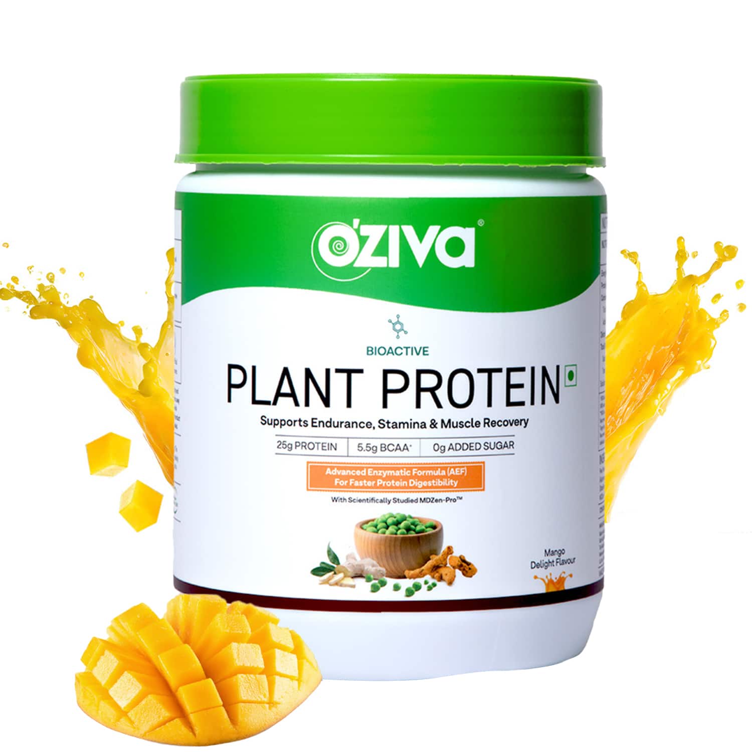 Oziva | Oziva Bioactive Plant Protein for Endurance and Muscle Recovery Plant Based - Mango Delight (500 g)
