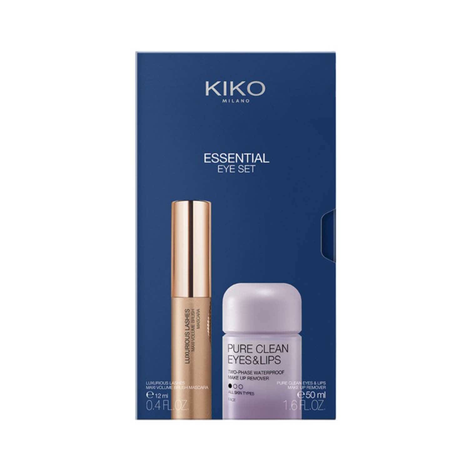 KIKO Milano | KIKO Milano Luxurious Lashes Maxi Volume Brush Mascara Pure Clean Eyes & Lips Makeup Remover (2 pcs)