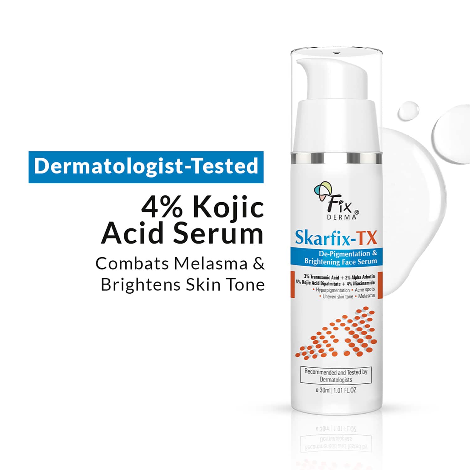 Fixderma | Fixderma De-Pigmentation & Brightening Face Serum with 3%Tranexamic Acid,2% Alpha Arbutin (30ml)
