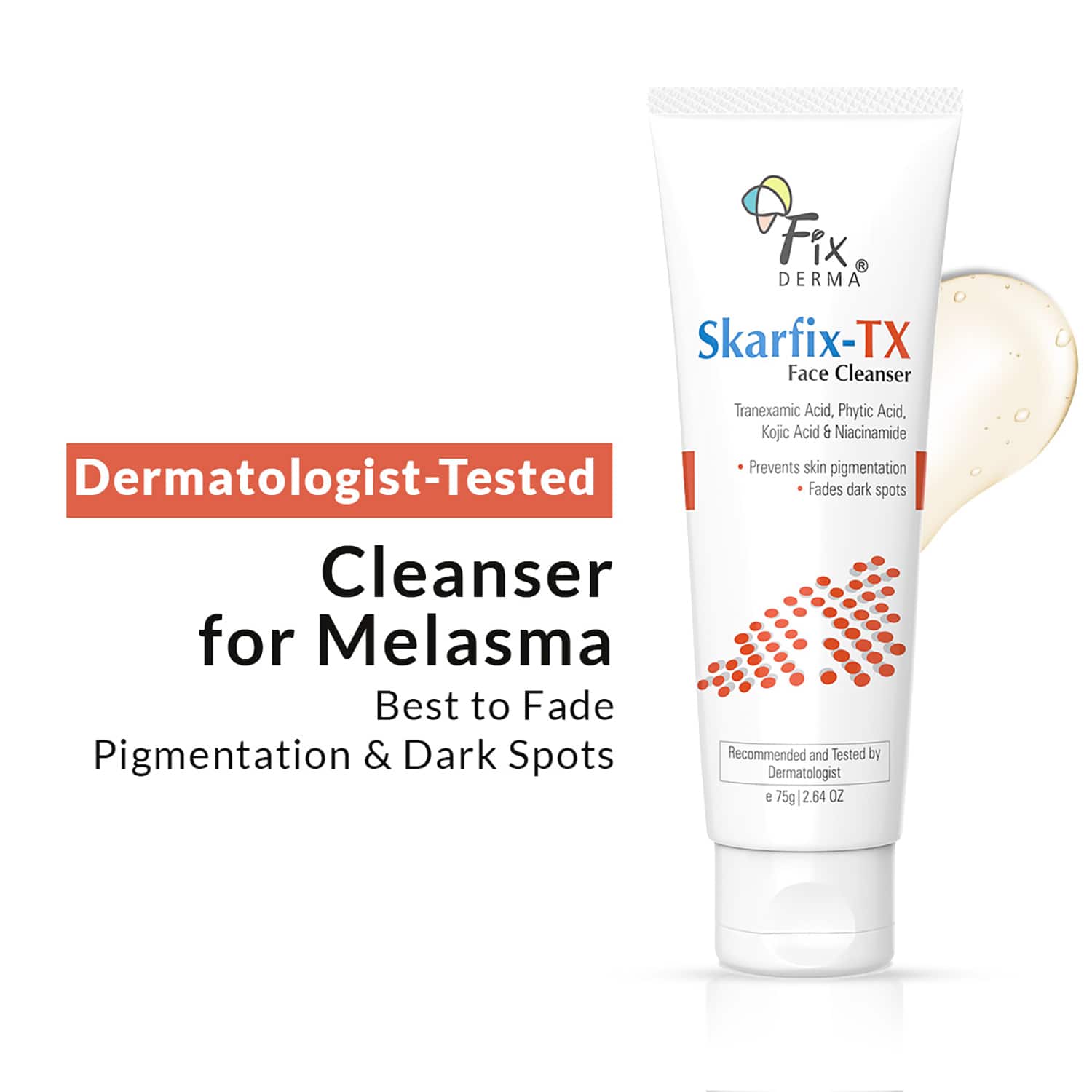 Fixderma | Fixderma Skarfix -TX Cleanser Kojic Acid Niacinamide  For Dark Spots Exfoliators Face Wash (75g)