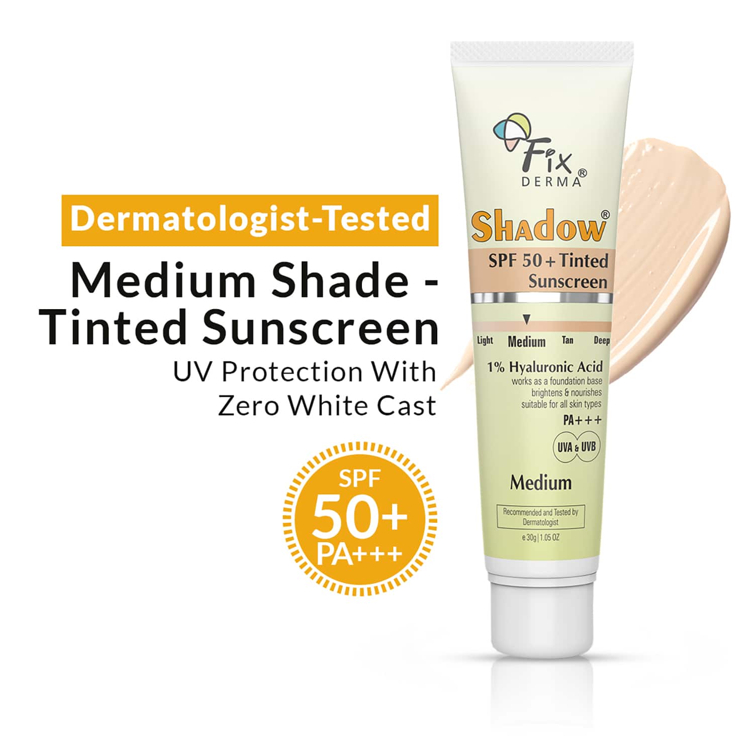 Fixderma | Fixderma Shadow Tinted Sunscreen Medium SPF 50 PA+++ (30g)