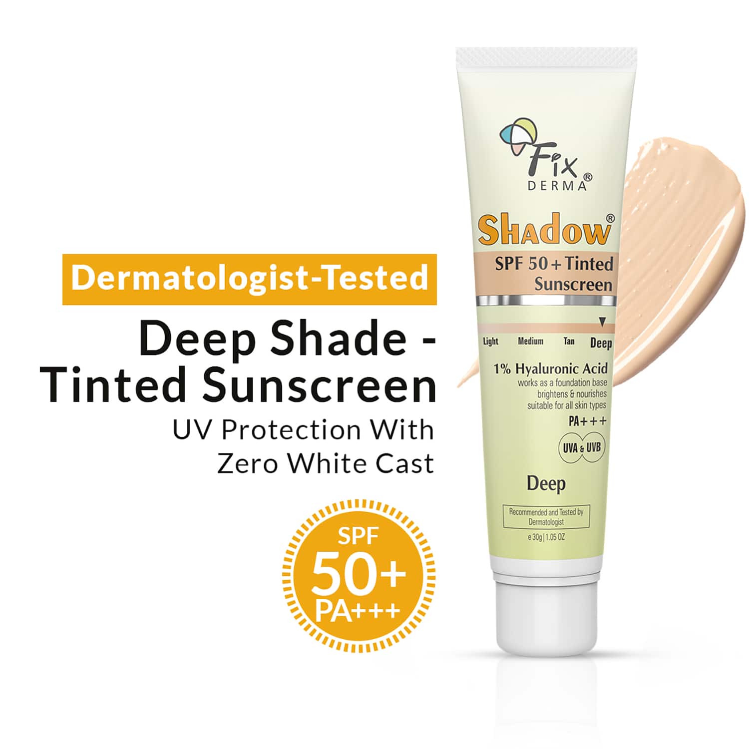 Fixderma | Fixderma Sunscreen SPF 50 PA+++ Shadow Tinted Sunscreen Deep SPF50 PA+++ With Vitamin E (30g)