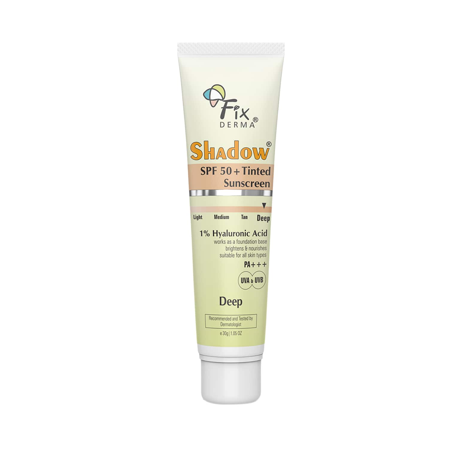 Fixderma | Fixderma Shadow Tinted Sunscreen Deep SPF 50 PA+++ - UVA & UVB Protection, All Skin Types (30 g)