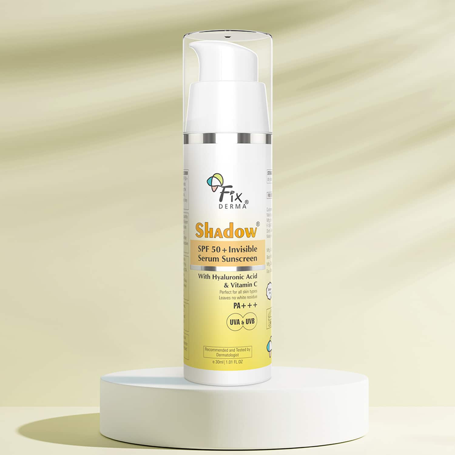 Fixderma | Fixderma Shadow Invisible Serum Sunscreen SPF 50+ PA+++ -With Vitamin C & Hyaluronic Acid (30 ml)