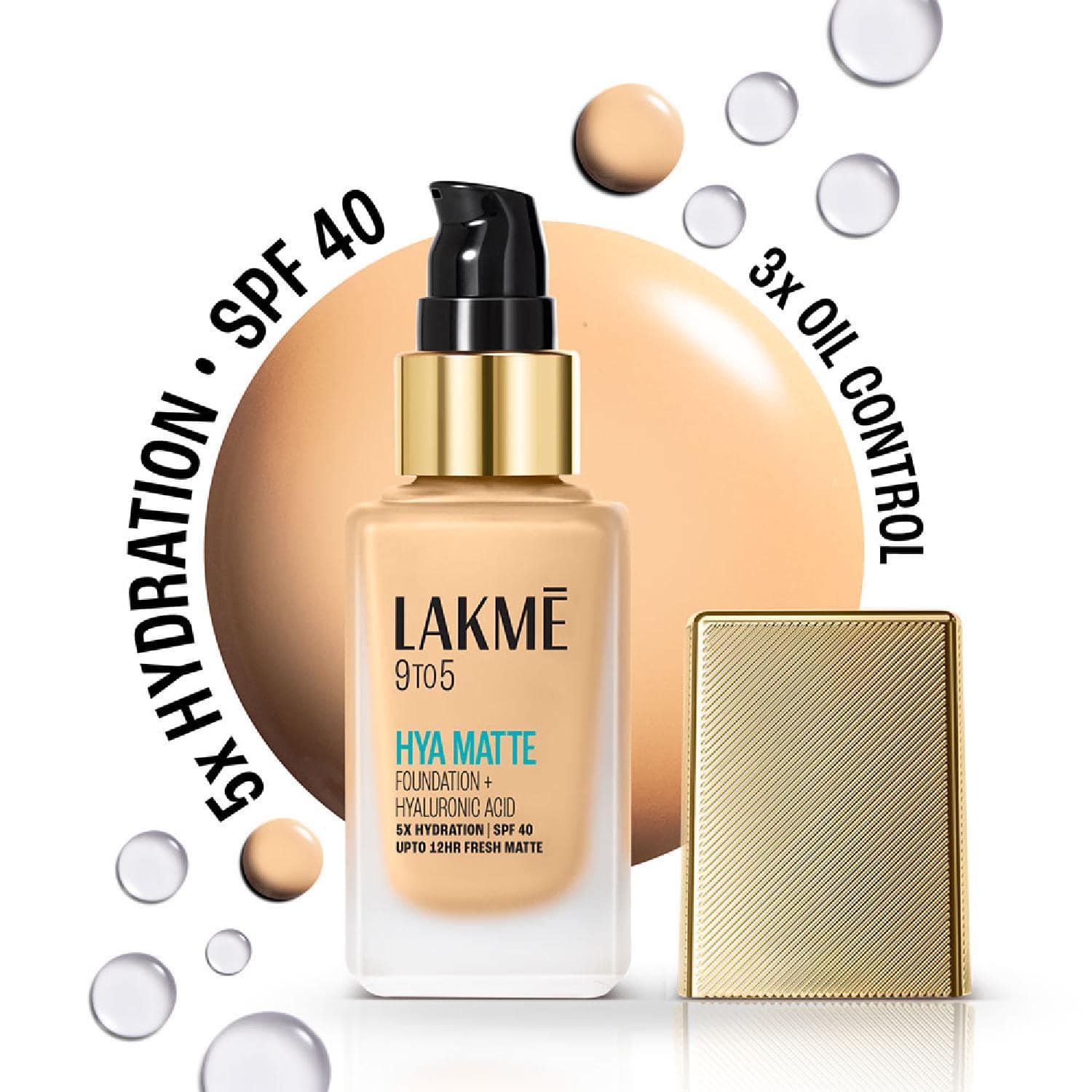 Lakme | Lakme 9to5 Hya Matte Foundation + Hyaluronic Acid - Warm Creme (25 ml)