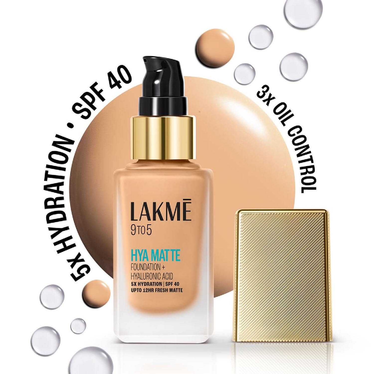 Lakme | Lakme 9to5 Hya Matte Foundation + Hyaluronic Acid - Cool Rose (25 ml)
