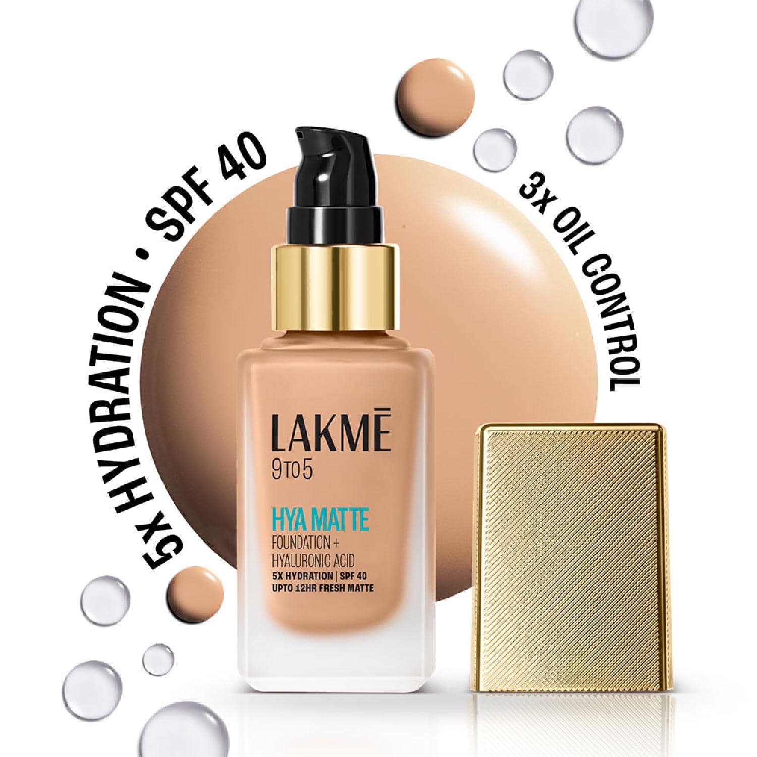 Lakme | Lakme 9to5 Hya Matte Foundation + Hyaluronic Acid - Warm Natural (25 ml)