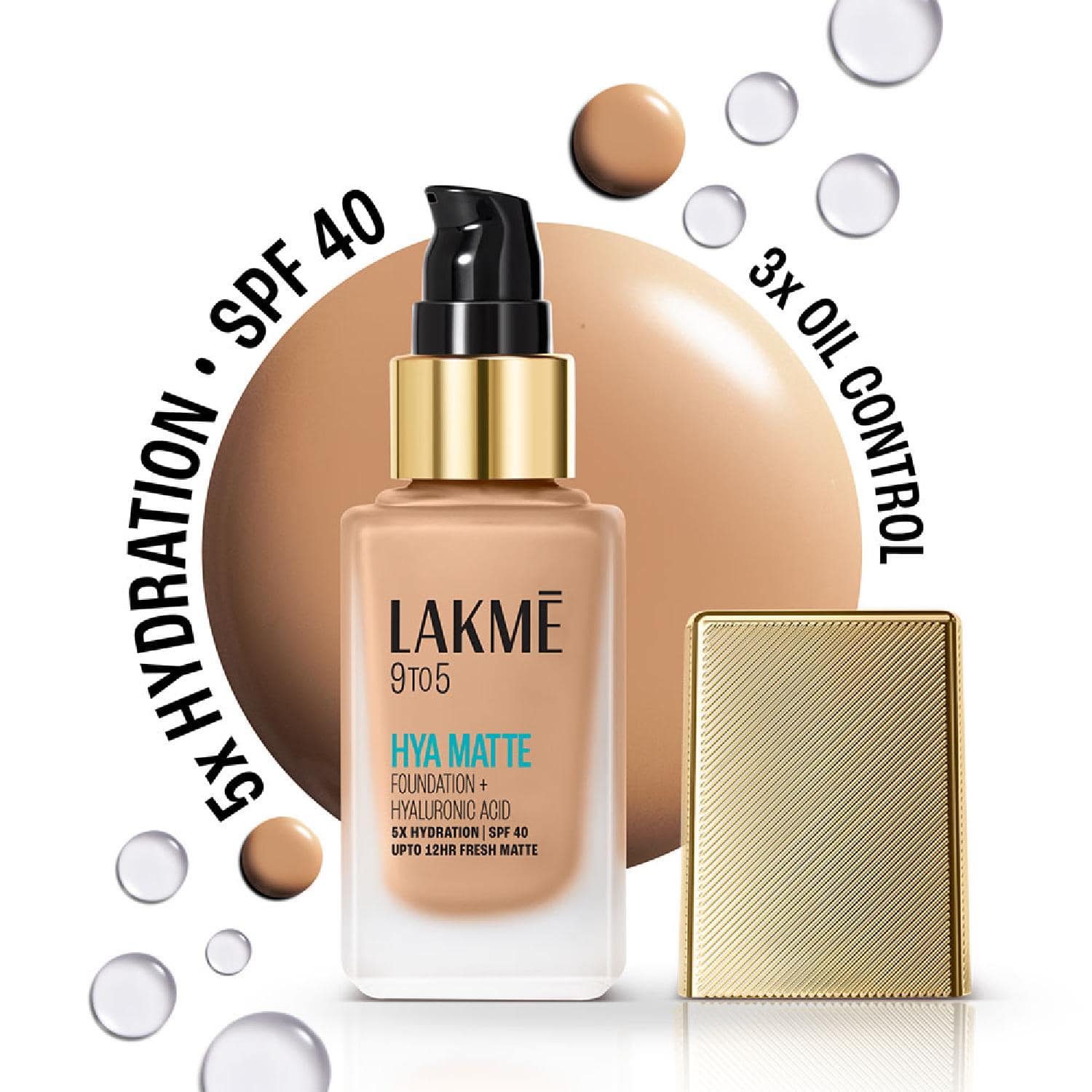 Lakme | Lakme 9to5 Hya Matte Foundation + Hyaluronic Acid - Warm Beige (25 ml)