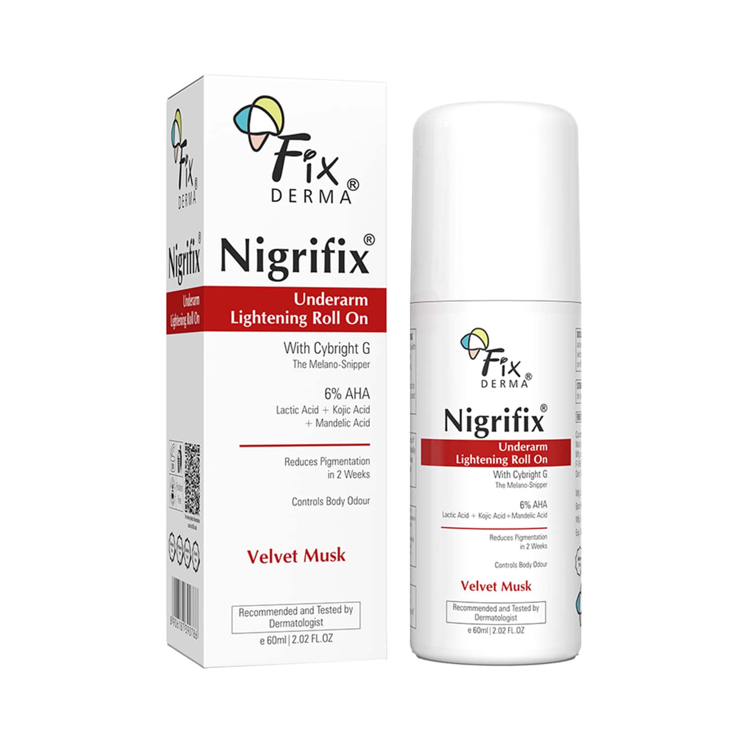Fixderma | Fixderma Nigrifix Underarm Velvet Musk Roll on Brightens Skin & Exfoliates Underarm (60 ml)