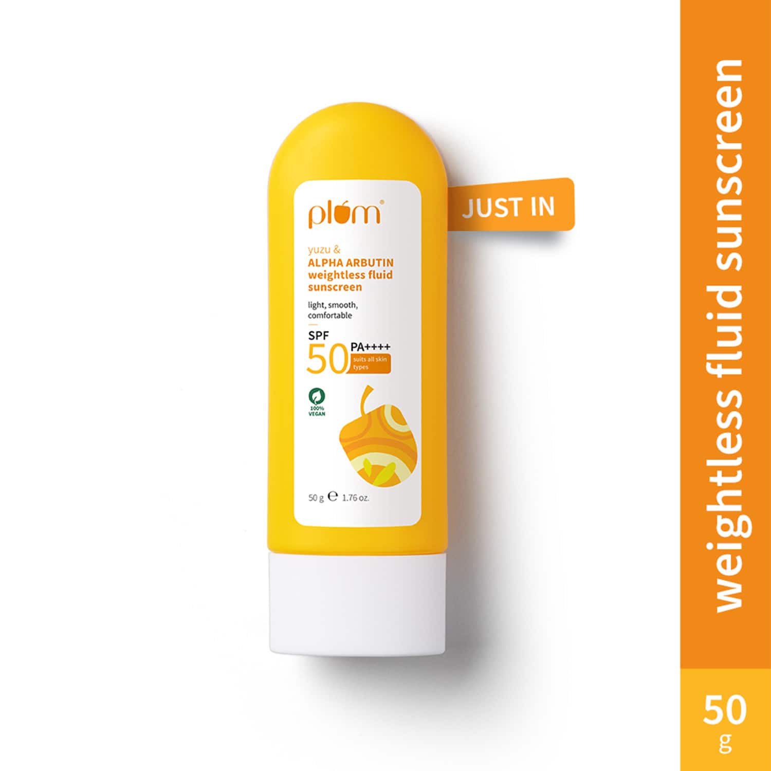 Plum | Plum Yuzu & Alpha Arbutin Weightless Fluid SPF 50 PA+++ Sunscreen Ultralight texture No White (50 g)