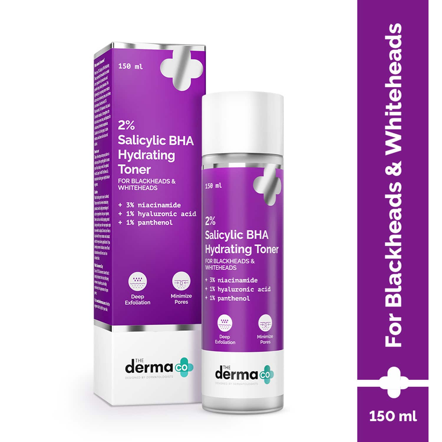 The Derma Co | The Derma Co 2% Salicylic BHA Hydrating Toner - Unclogs & Minimizes Pores (150 ml)