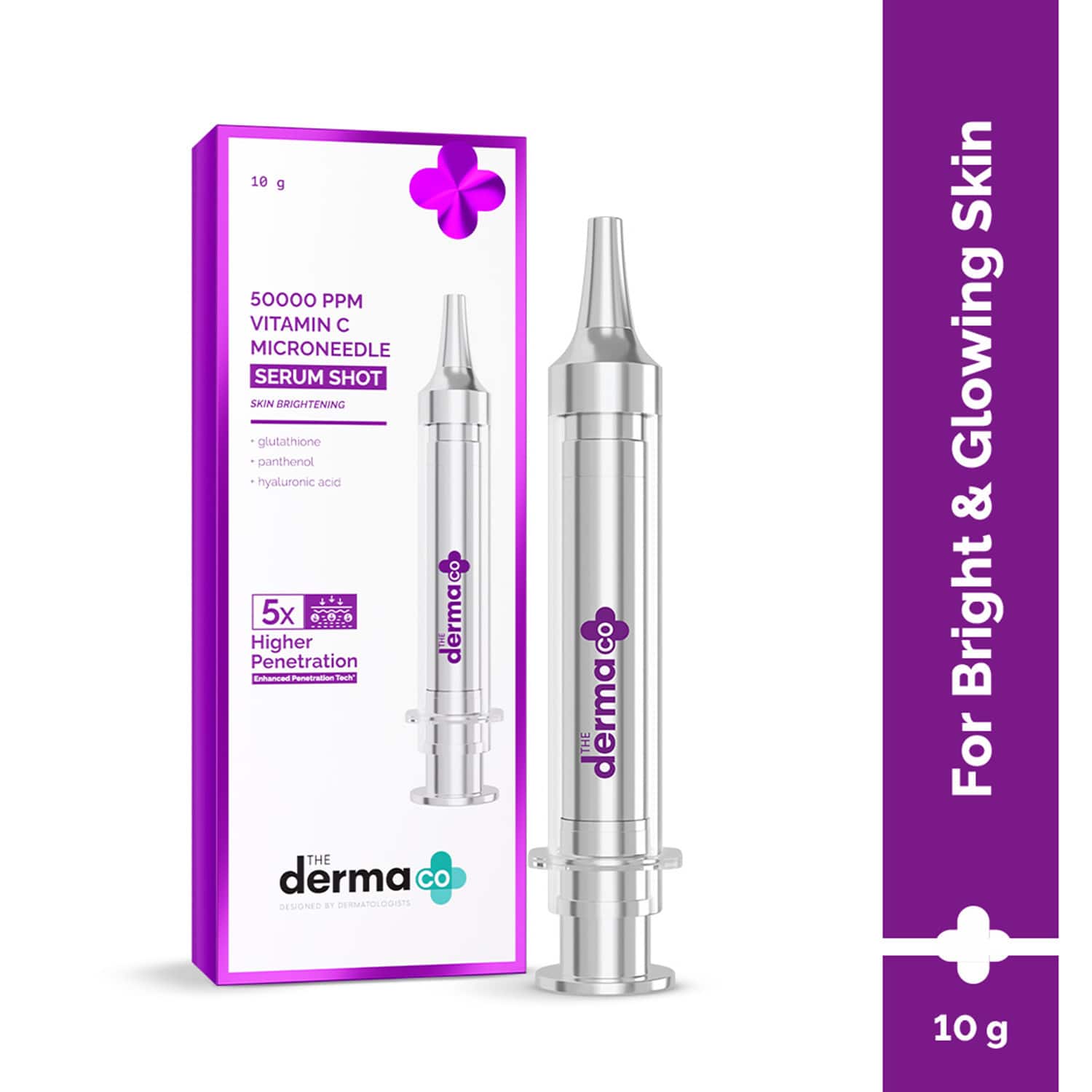 The Derma Co | The Derma Co 50000 PPM Vitamin C Microneedle Serum Shot Brightening Serum For Dull Skin (10 g)