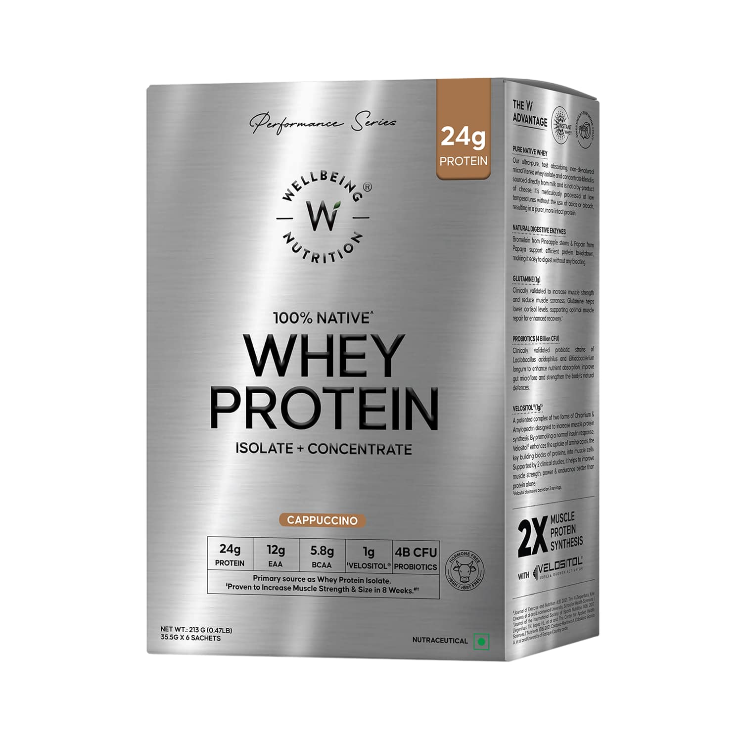 Wellbeing Nutrition | Wellbeing Nutrition Whey Protein Isolate and Concentrate 24g Protein Cappuccino (6 pcs)