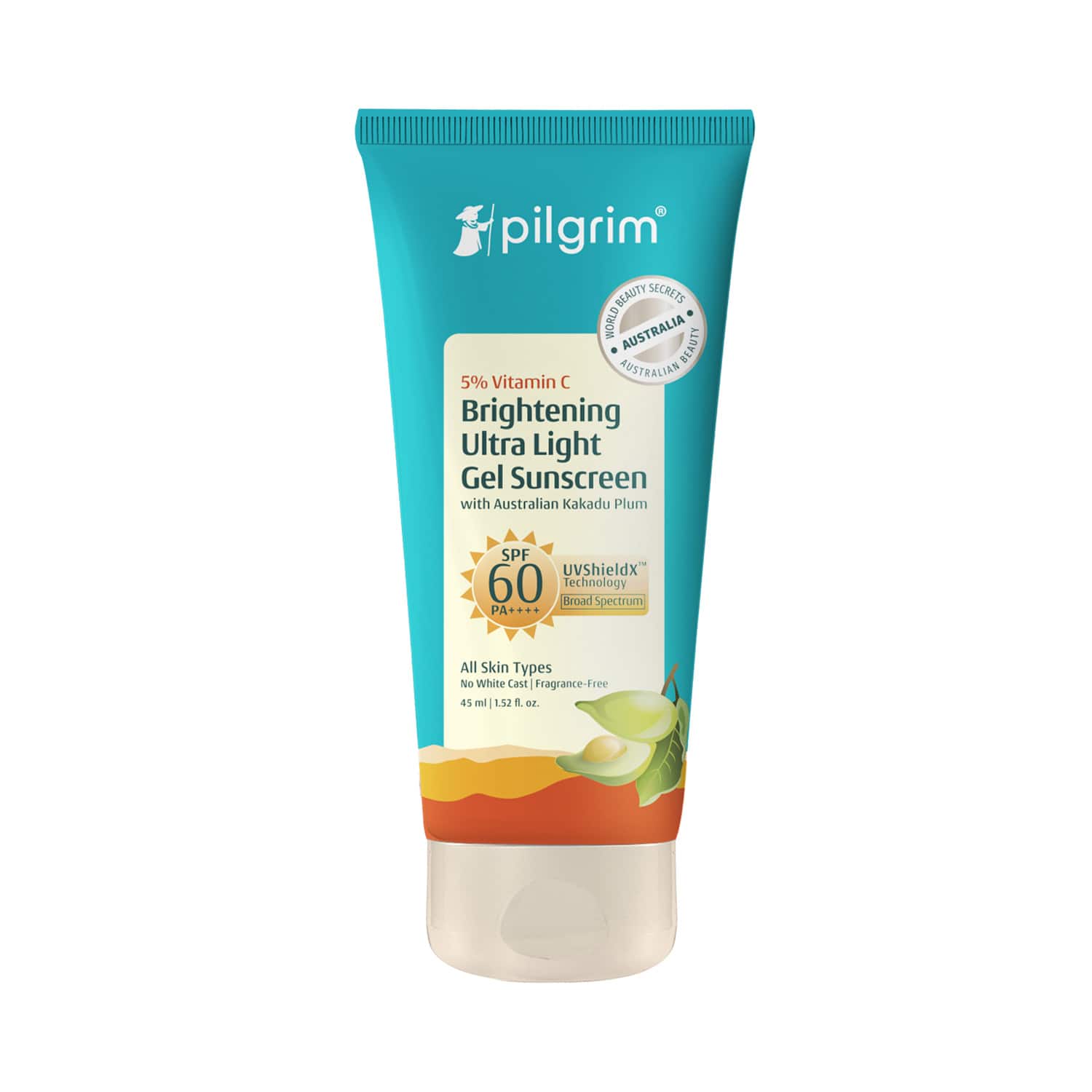 Pilgrim | Pilgrim 5% Vitamin C Brightening Light Gel Sunscreen SPF60 PA+++ with Australian Kakadu Plum (45 ml)