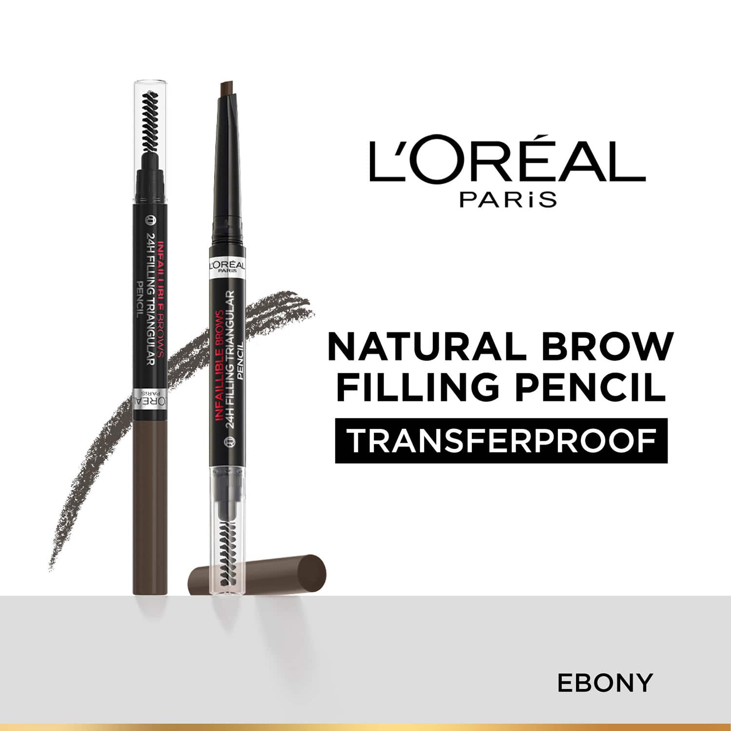 L'Oreal Paris | L'Oreal Paris Infallible 24H Brow Filling Triangular Pencil - 1.0 Ebony (1 g)