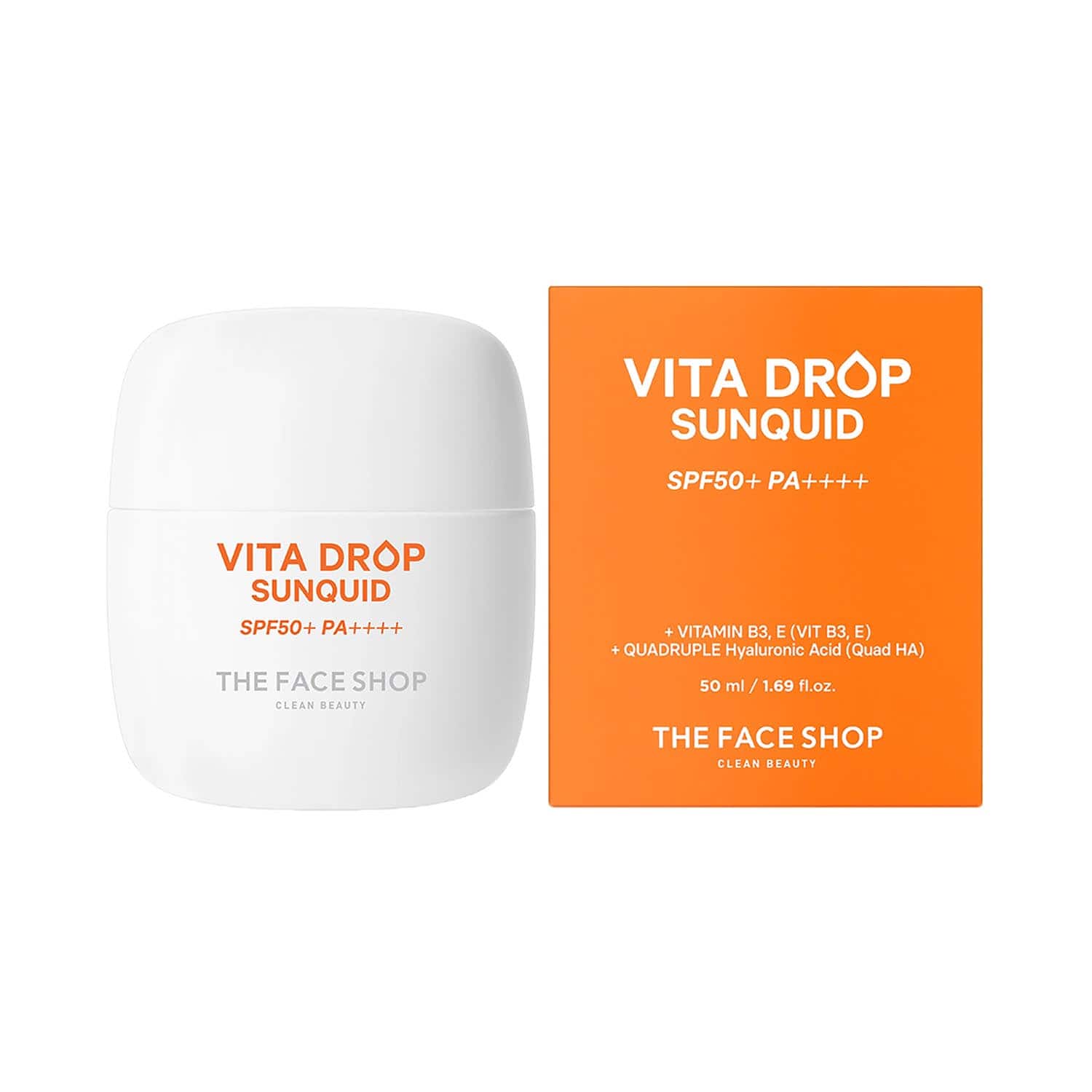 The Face Shop | The Face Shop Vita Drop Sunquid SPF50+ PA++++, Korean Fluid Sunscreen, Vitamin C & Hyaluronic (50ml)
