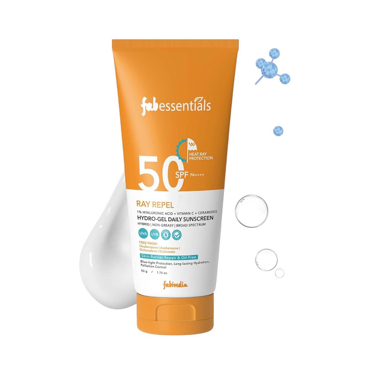 Fabessentials by Fabindia | Fabessentials by Fabindia Hyaluronic Acid & Vitamin C Repel Hydro Gel Daily Sunscreen SPF 50 (50 g)