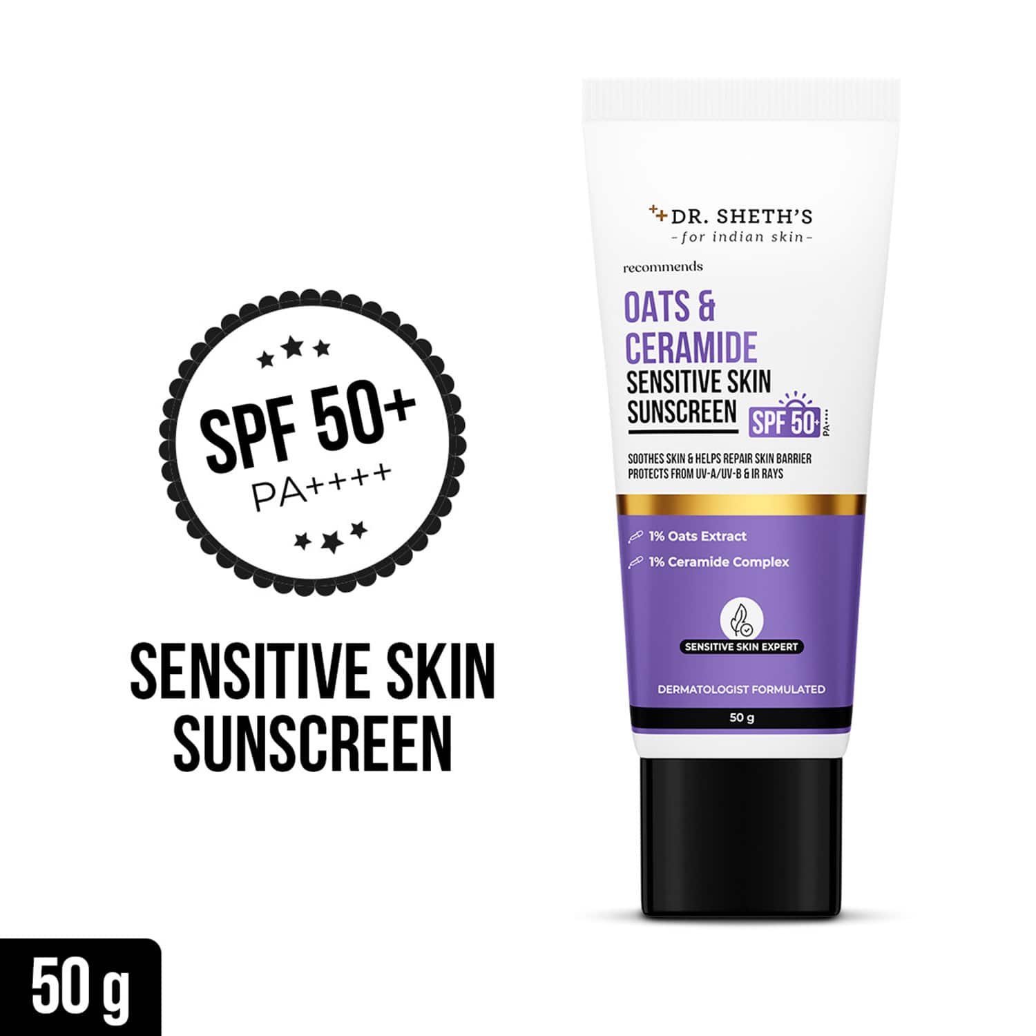 Dr. Sheth's | Dr. Sheth's Oat & Ceramide Sensitive Skin Sunscreen SPF 50+ PA++++ (50 g)