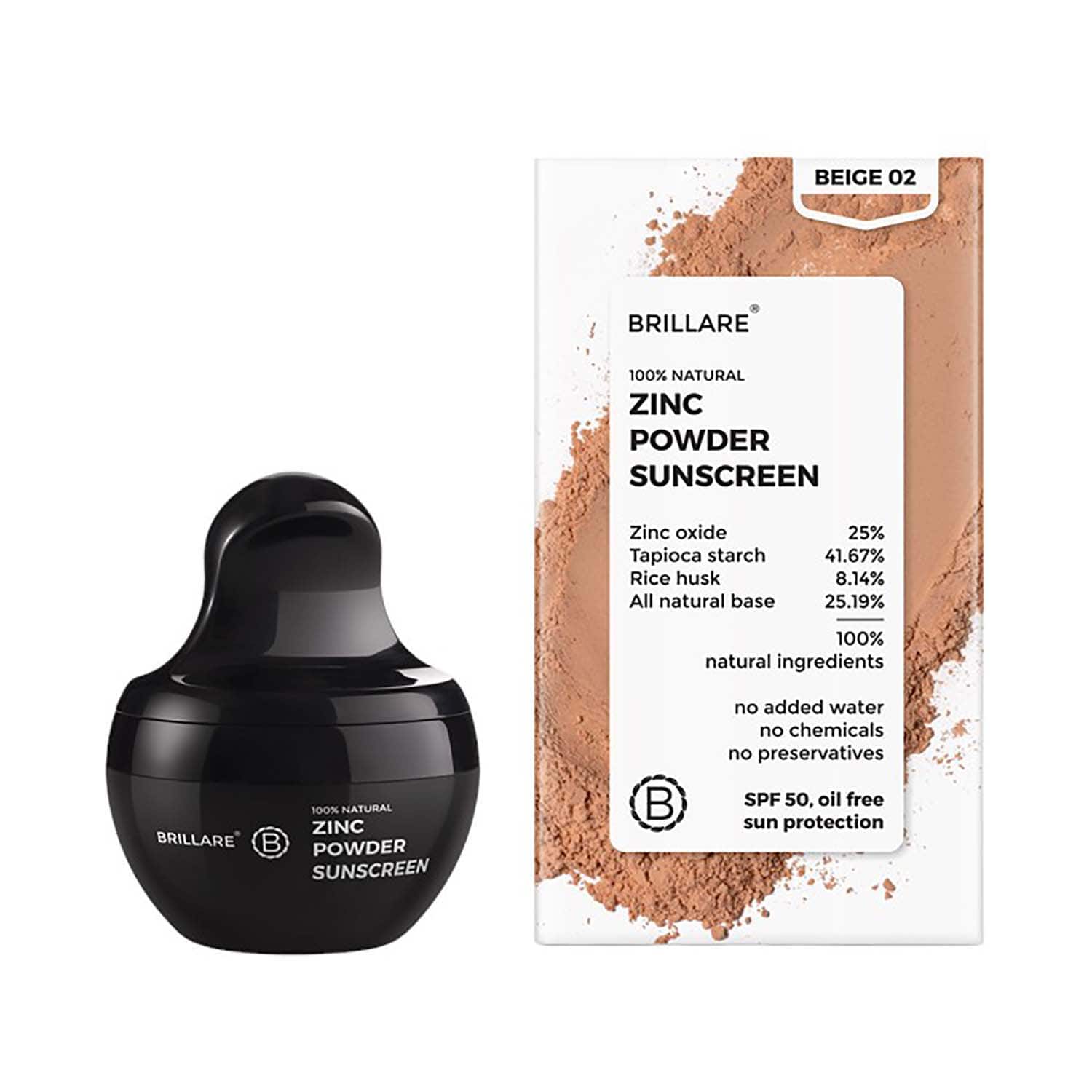 Brillare | Brillare Zinc Powder Sunscreen SPF 50 - Beige 02 (4 g)