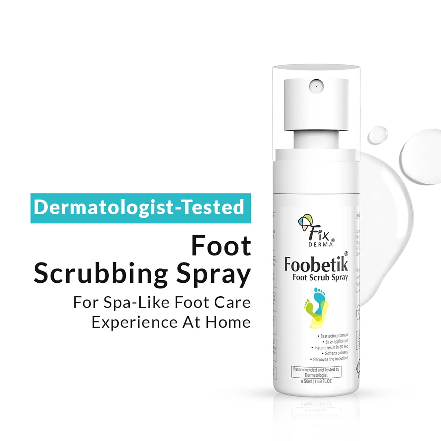 Fixderma | Fixderma Foobetik Foot Scrub Spray Dead Skin & Tan Removal Darkness Blackness Removal Scrub (50ml)