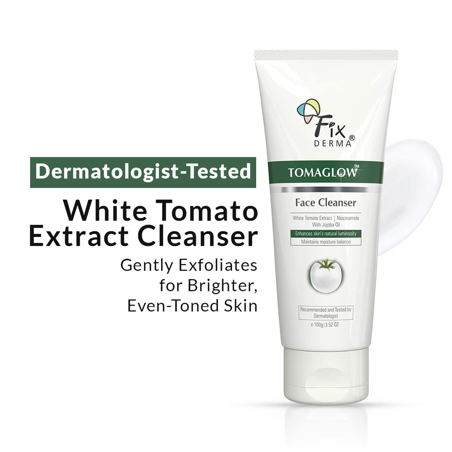 Fixderma | Fixderma Tomaglow Face Cleanser White Tomato Extract Tan Removal |Skin Brightening Face Wash (100g)