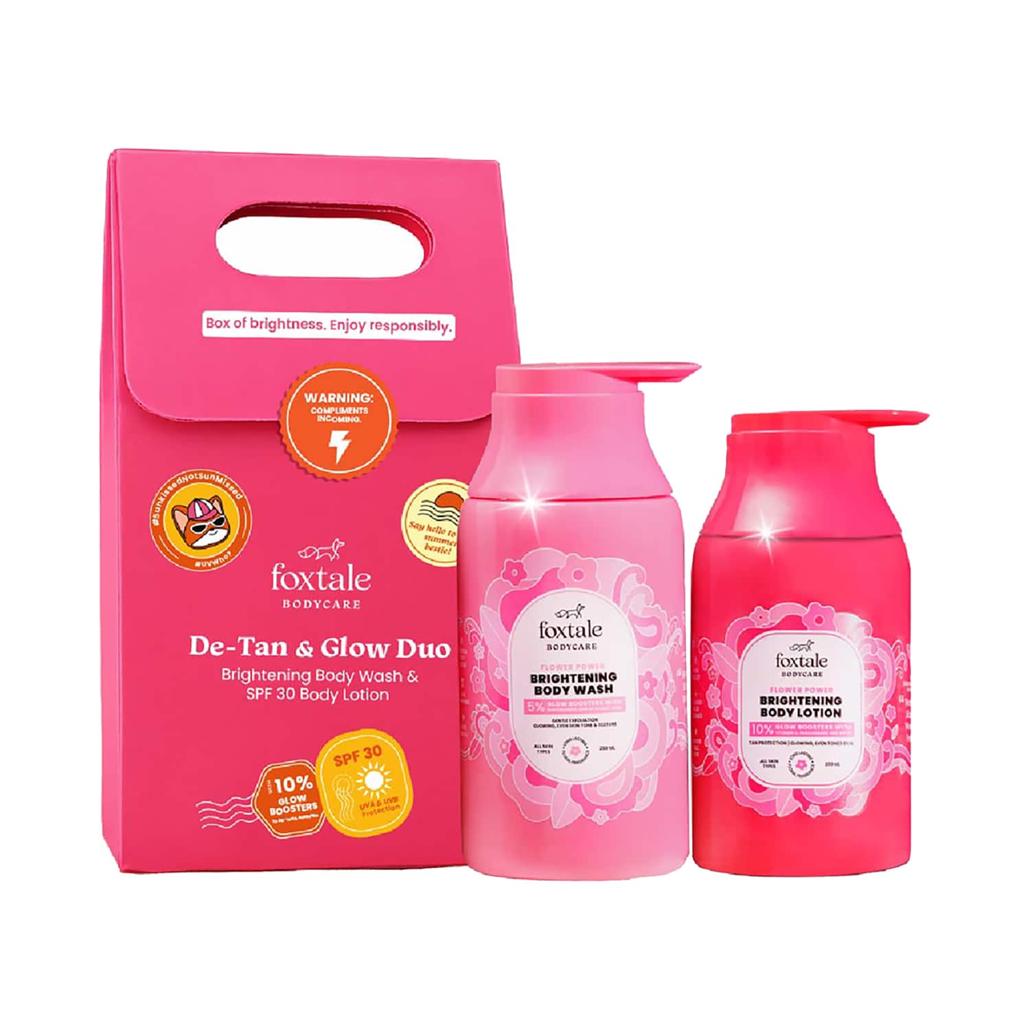 Foxtale | Foxtale De-Tan and Glow Duo Brightening Body Wash and SPF 30 Body Lotion (2 pcs)
