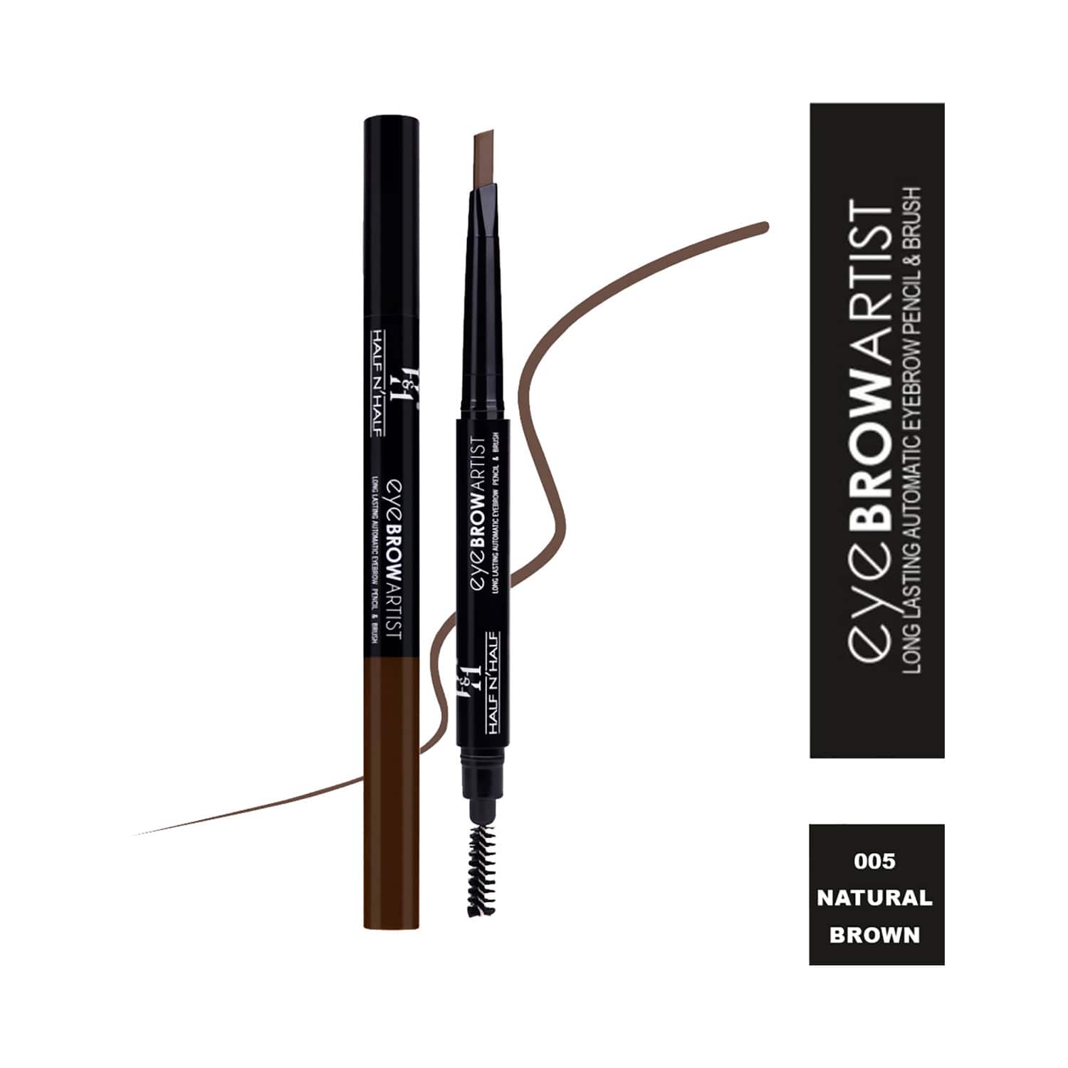 Half N Half | Half N Half Arch Artist Long Lasting Automatic Eyebrow Pencil & Brush Natural Brown-05 (0.4 g)