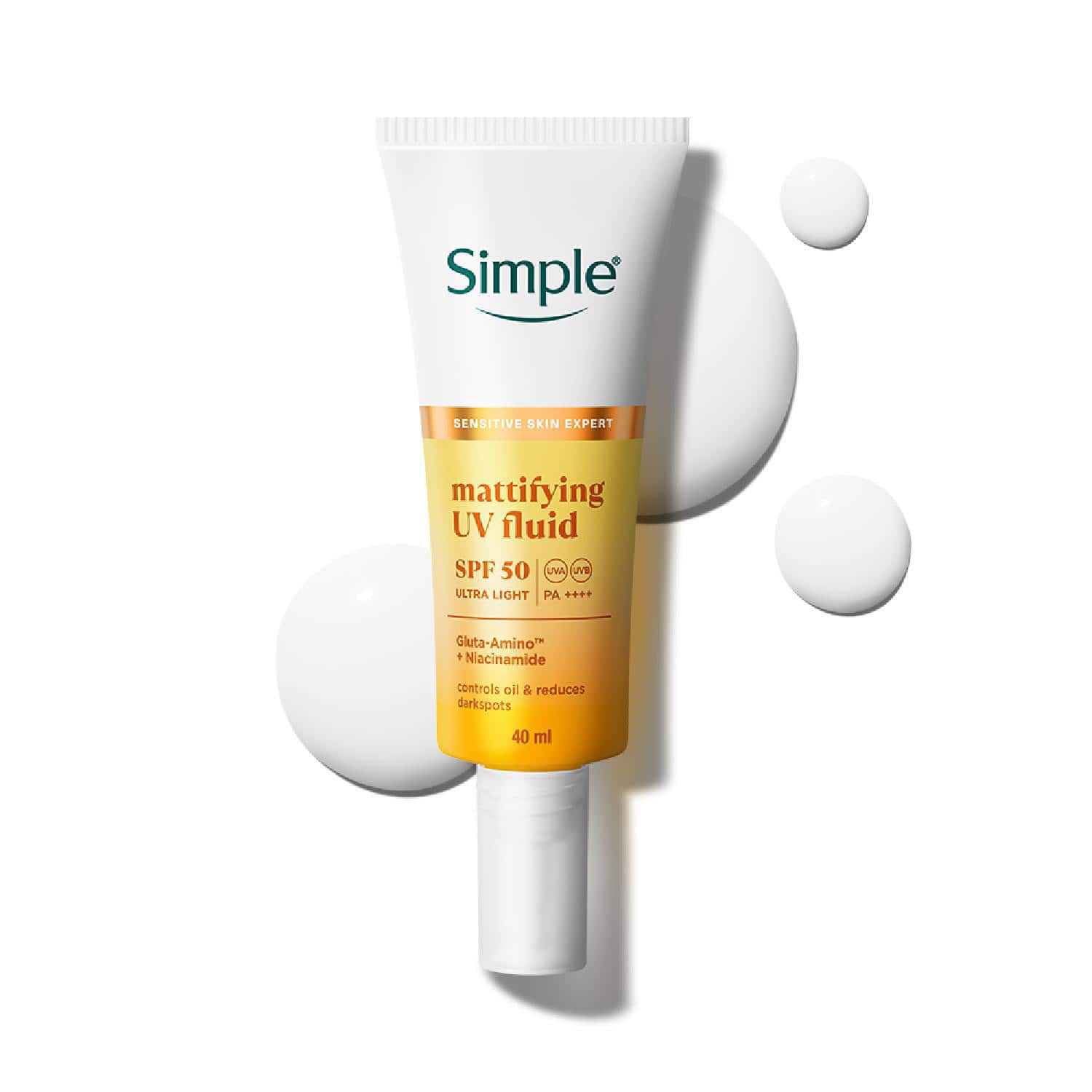 Simple | Simple Mattifying UV Fluid SPF 50 PA++++ with Niacinamide Sunscreen (40 ml)