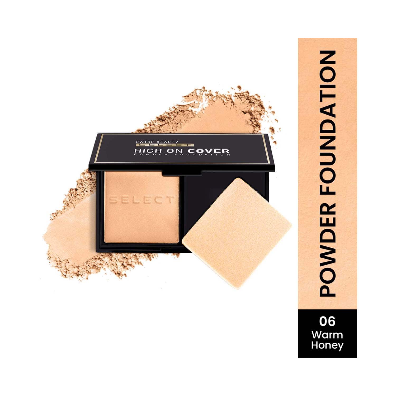 Swiss Beauty | Swiss Beauty Select High On Cover Powder Foundation with Sponge - 6-Warm Honey (5.5 g)