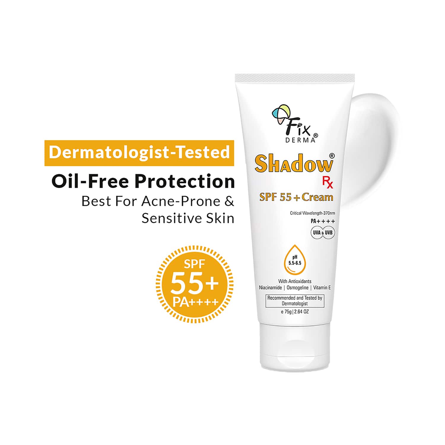 Fixderma | Fixderma Shadow SPF 55+ Cream for Acne-Prone Skin (75 g)