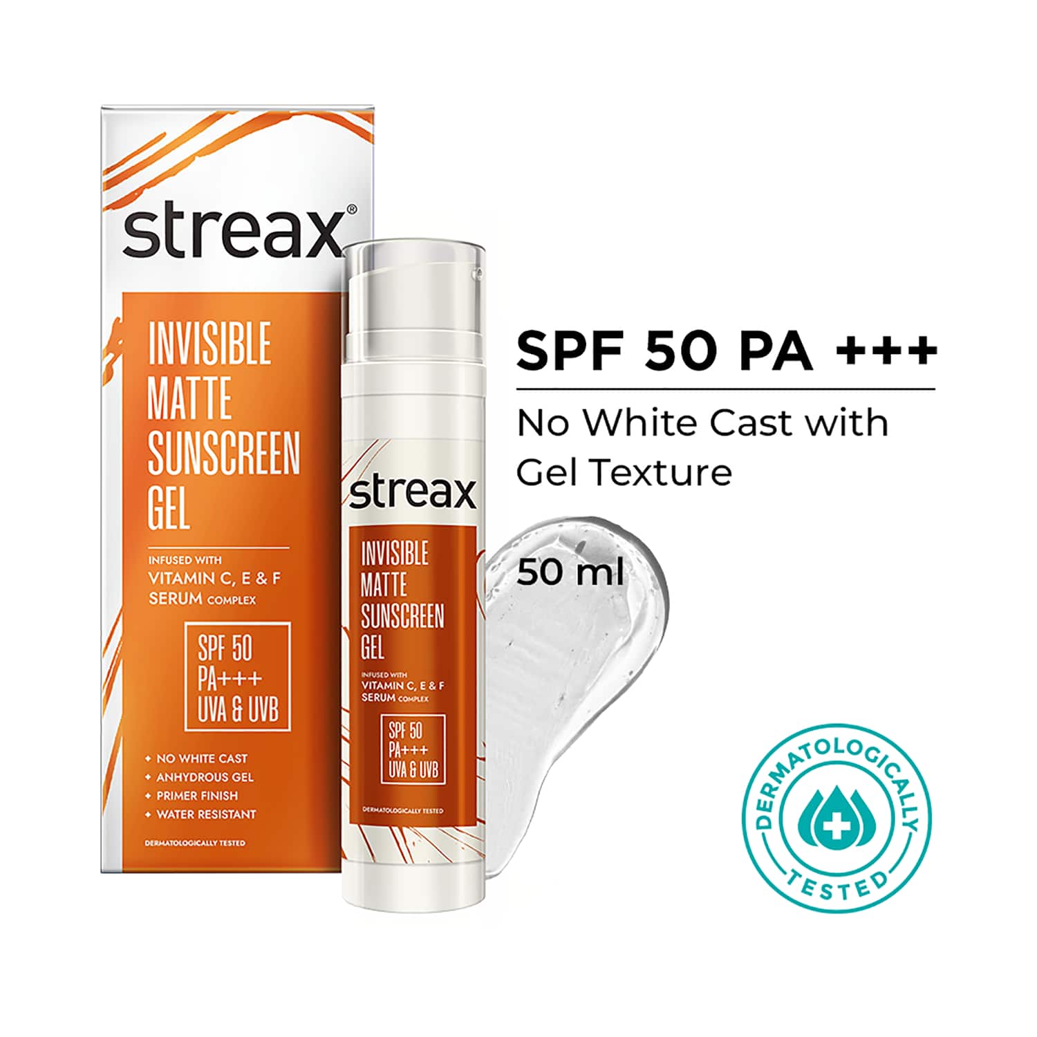 Streax | Streax Invisible Matte Gel Sunscreen SPF 50 PA+++ (50 g)