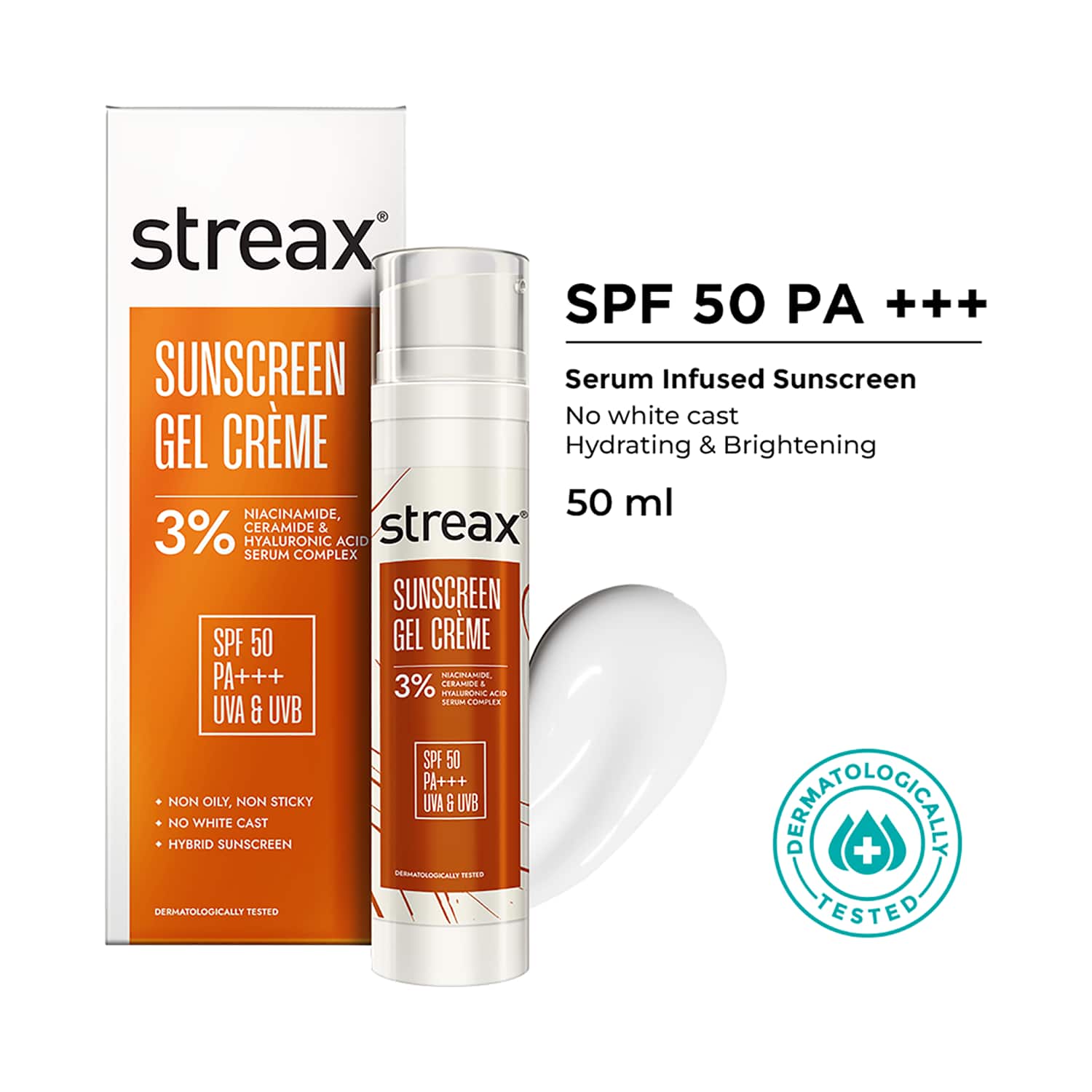 Streax | Streax Sunscreen Gel Creme SPF 50 PA+++ (50 g)