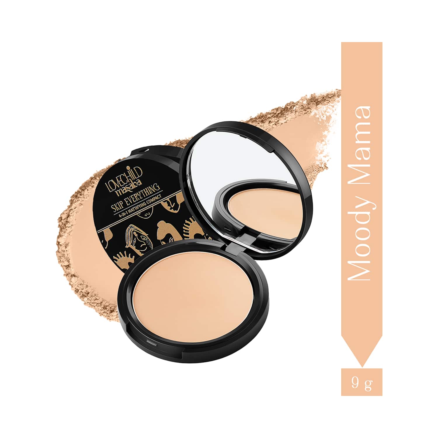 LoveChild Masaba | LoveChild Masaba Skip Everything 4-In-1 Mattifying Compact - Moody Mama (9 g)
