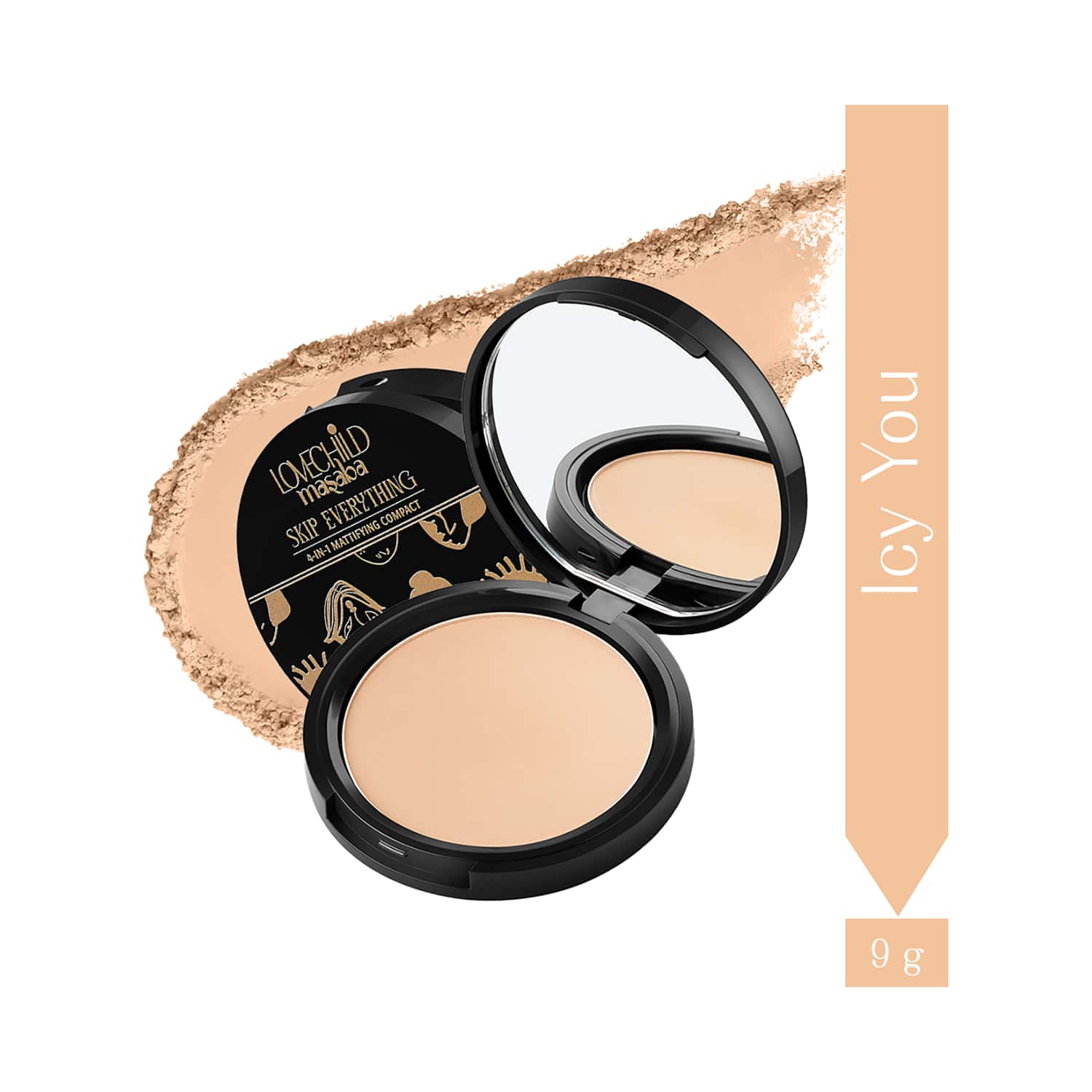 LoveChild Masaba | LoveChild Masaba Skip Everything 4-In-1 Mattifying Compact - Icy You (9 g)