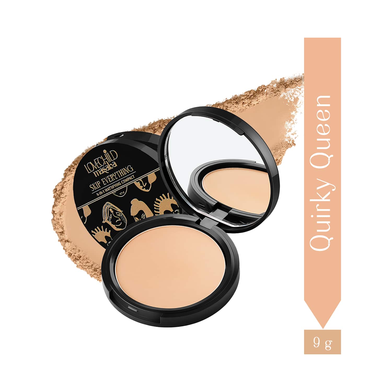 LoveChild Masaba | LoveChild Masaba Skip Everything 4-In-1 Mattifying Compact - Quirky Queen (9 g)