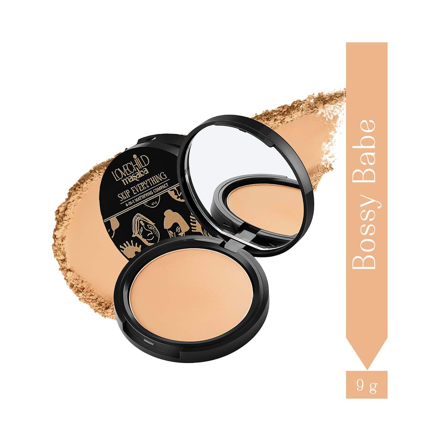 LoveChild Masaba | LoveChild Masaba Skip Everything 4-In-1 Mattifying Compact - Bossy Babe (9 g)