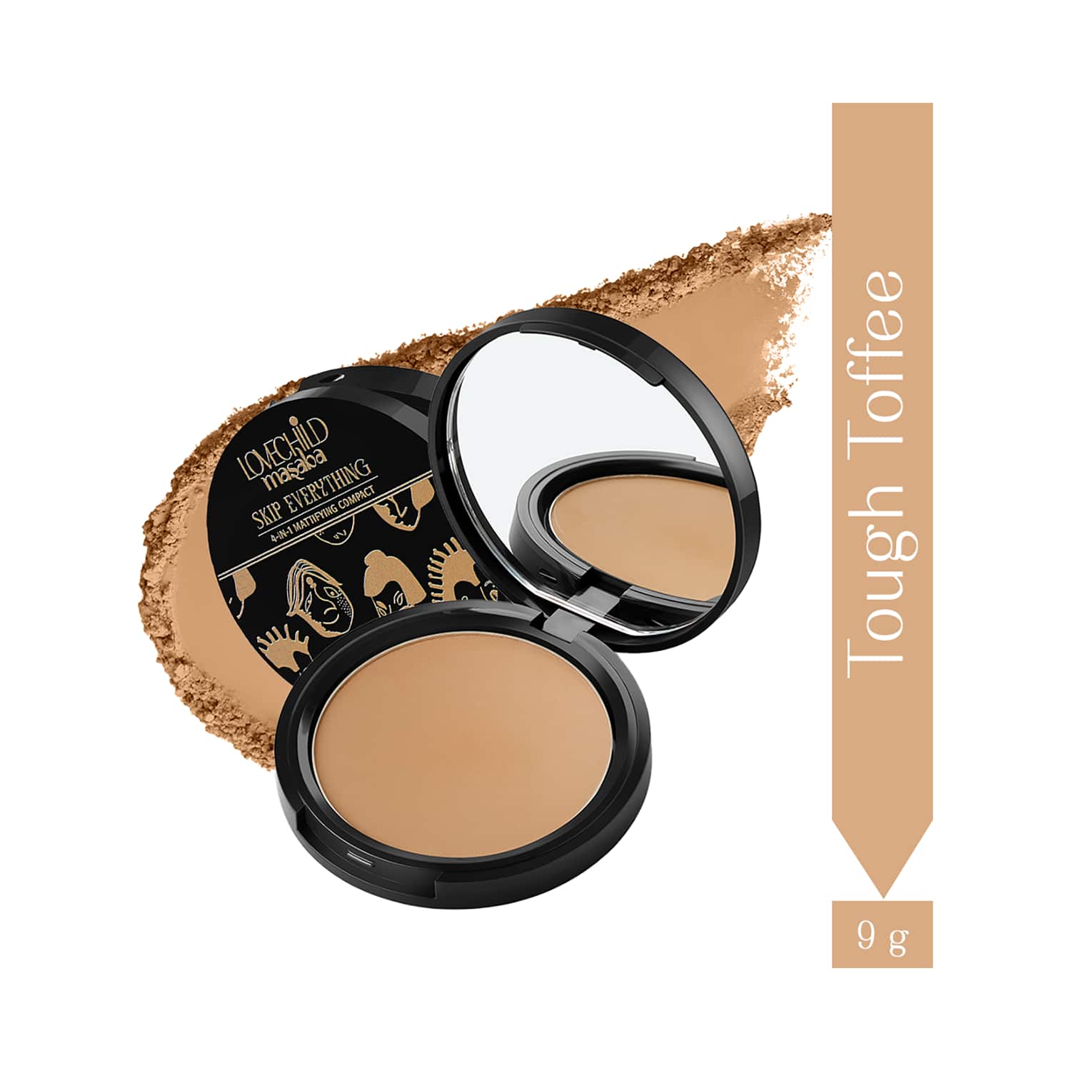 LoveChild Masaba | LoveChild Masaba Skip Everything 4-In-1 Mattifying Compact - Tough Toffee (9 g)