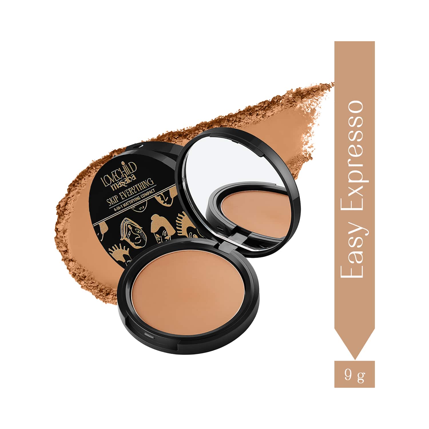 LoveChild Masaba | LoveChild Masaba Skip Everything 4-In-1 Mattifying Compact - Easy Espresso (9 g)