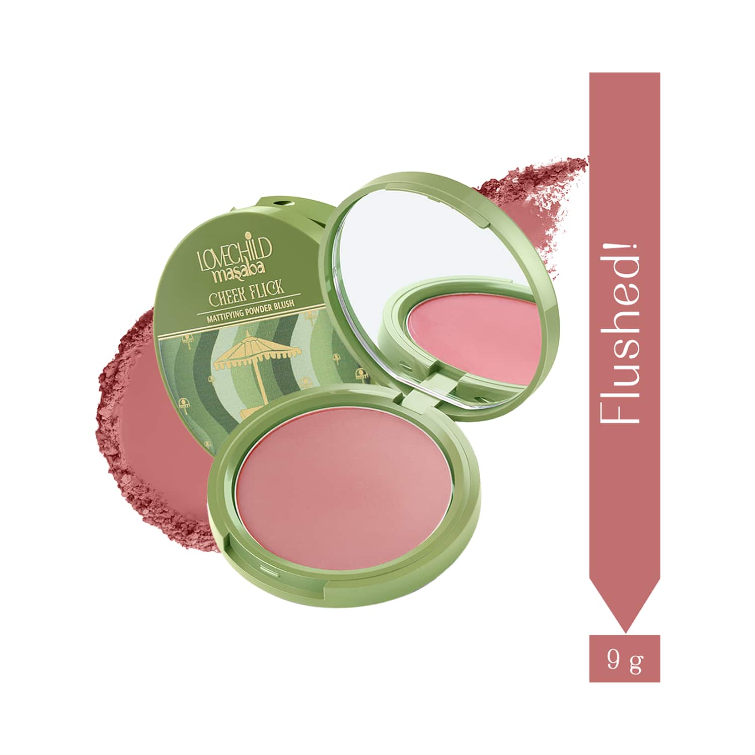 LoveChild Masaba | LoveChild Masaba Cheek Flick Mattifying Powder Blush - Flushed! (9 g)