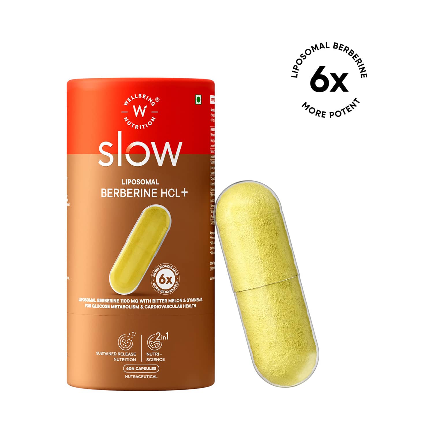 Wellbeing Nutrition | Wellbeing Nutrition’s Slow Liposomal Berberine HCL+ 1100mg (60 Capsules)