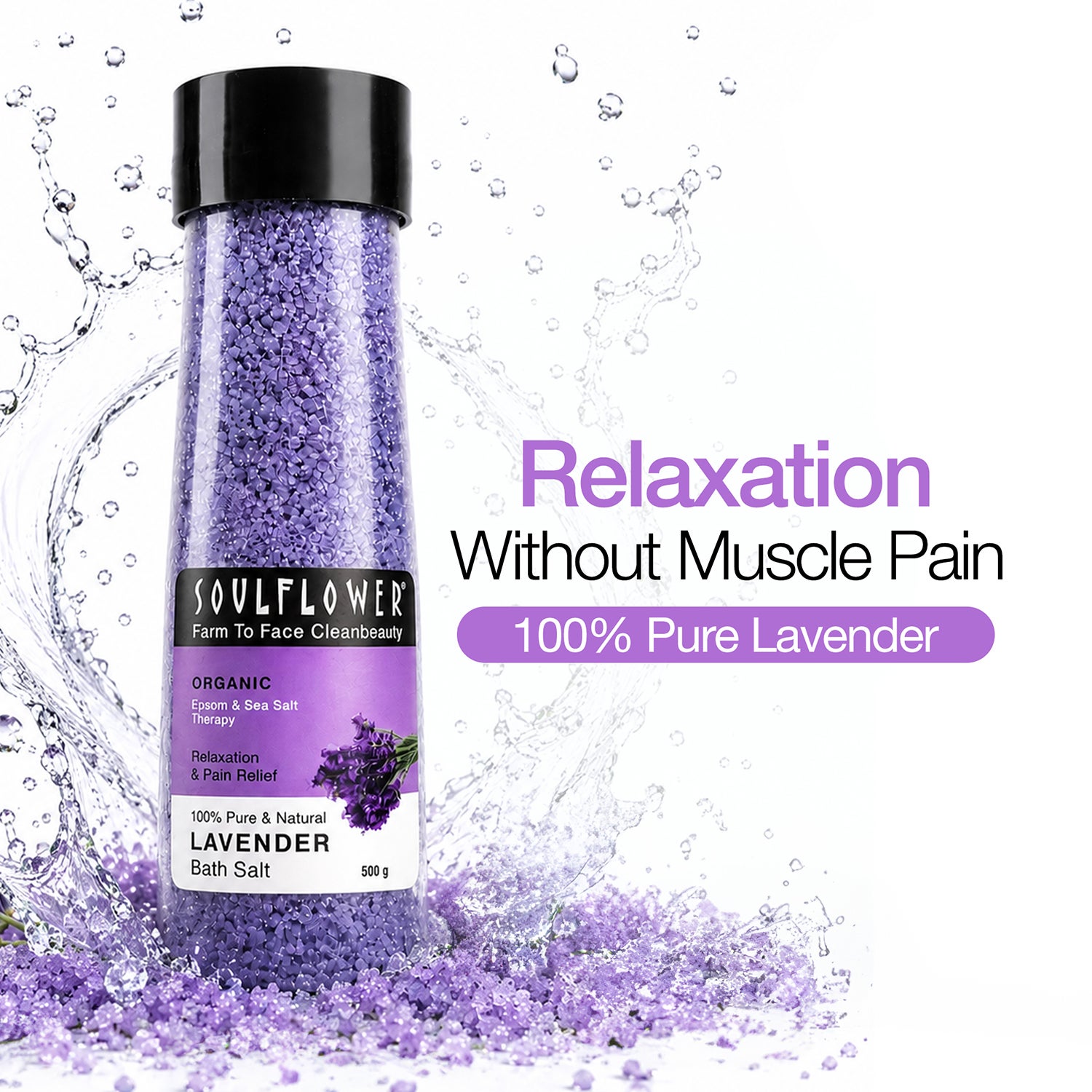 Soulflower | Soulflower Lavender Aroma Bath Salt (500 g)