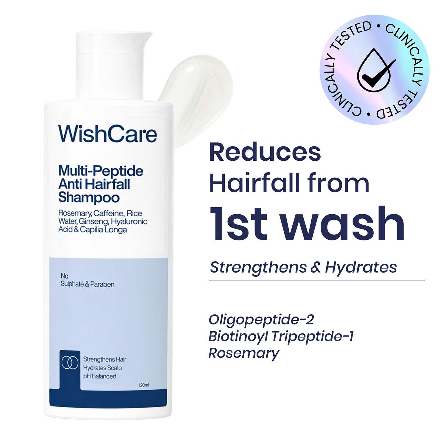 WishCare | WishCare Multi Peptide Anti Hairfall Shampoo with Rosemary Boosts Hair Growth (120 ml)