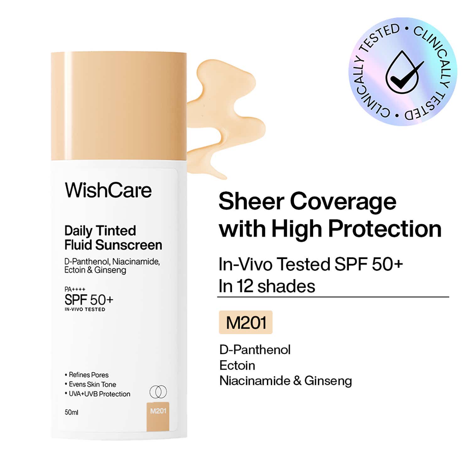 WishCare | WishCare Daily Fluid Tinted Sunscreen SPF50PA++++ M201 (50 ml)