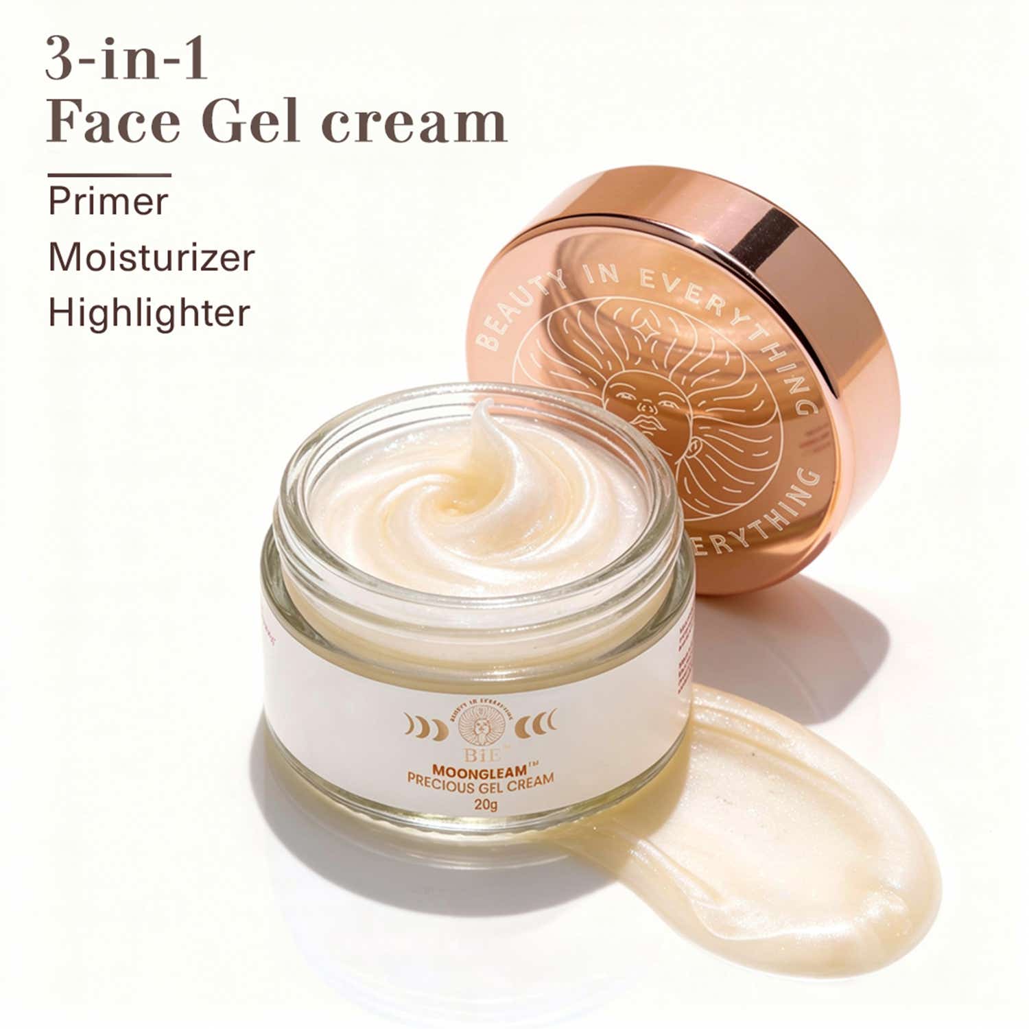 BiE - Beauty In Everything | BiE Moongleam Gel- Illuminating Face Cream With Diamond, Silver Dust & Pearl Protein (20 g)