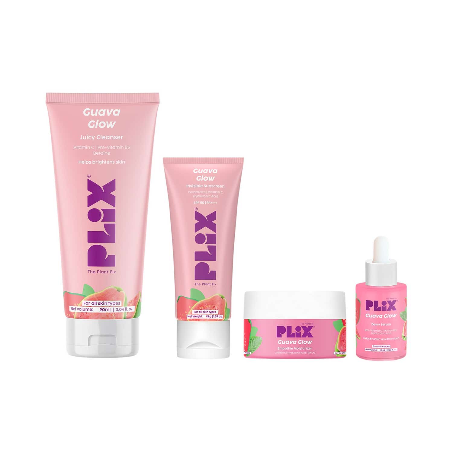 Plix | Plix Guava & Roses Regime for Hydrated, Glowing Skin (4 pcs)
