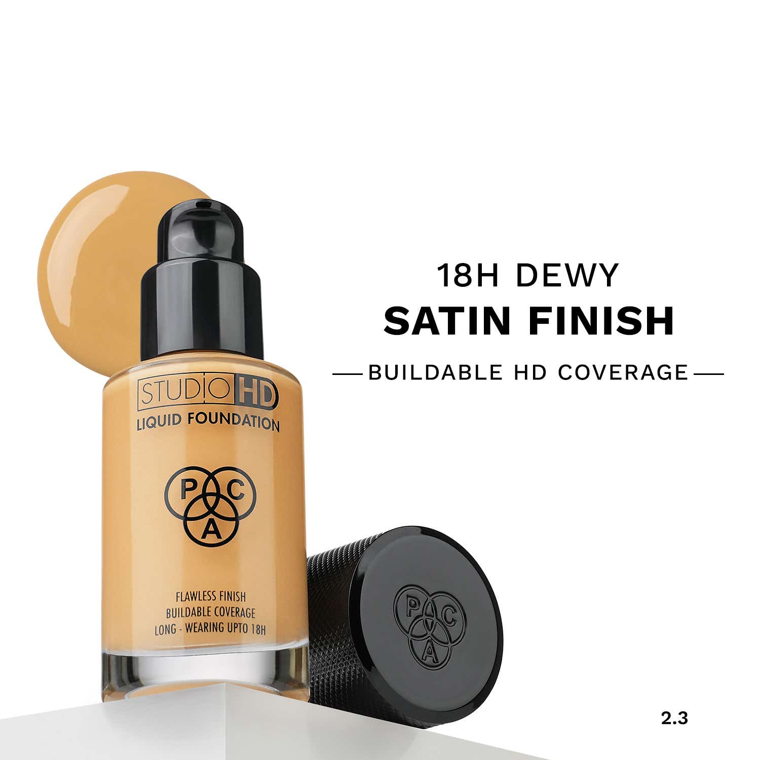 PAC Studio HD Liquid Foundation Dewy Satin Finish Medium to Buildable Coverage - 2.3 (28 ml)